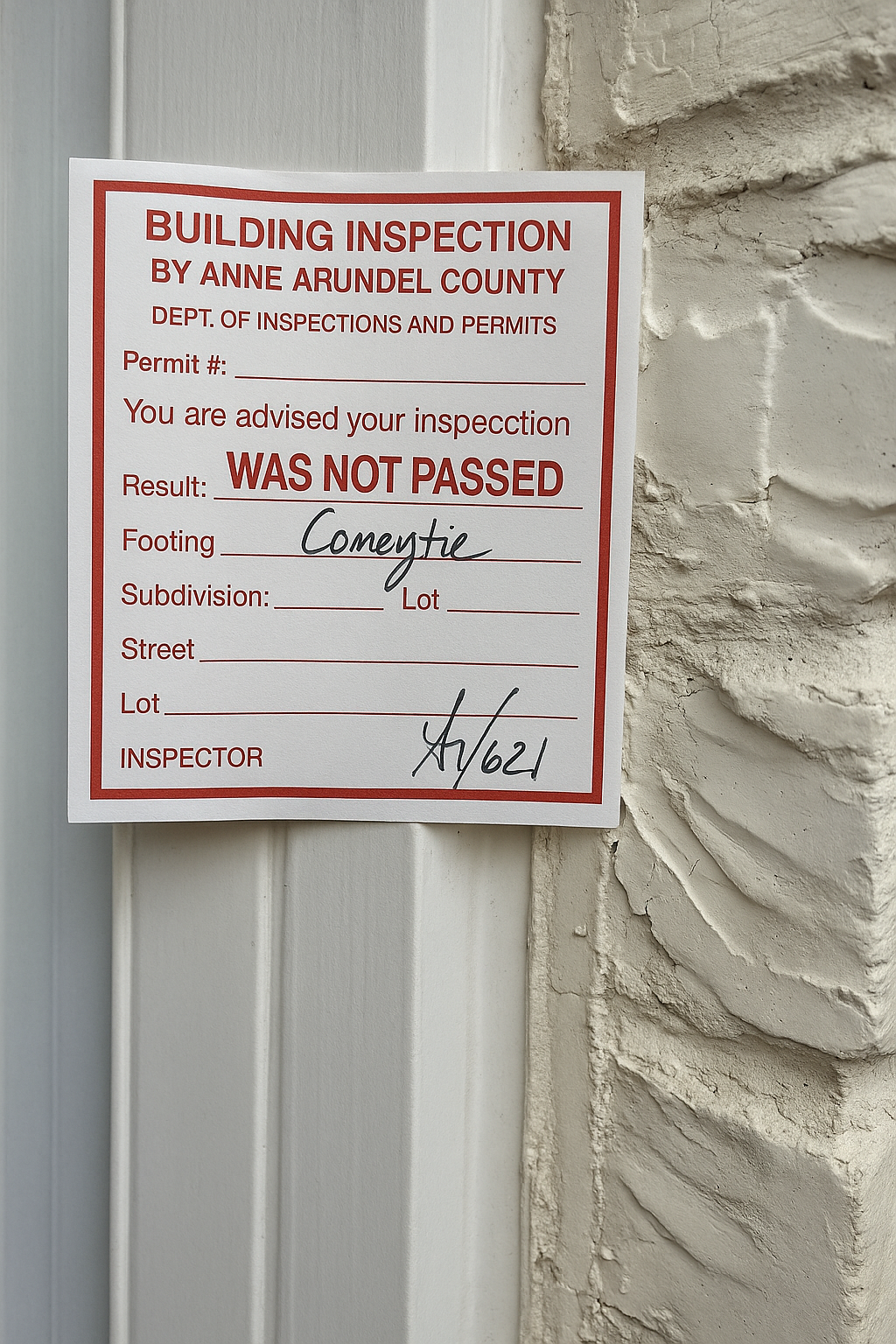 Permit Sticker Fail Anne Arundel County Maryland